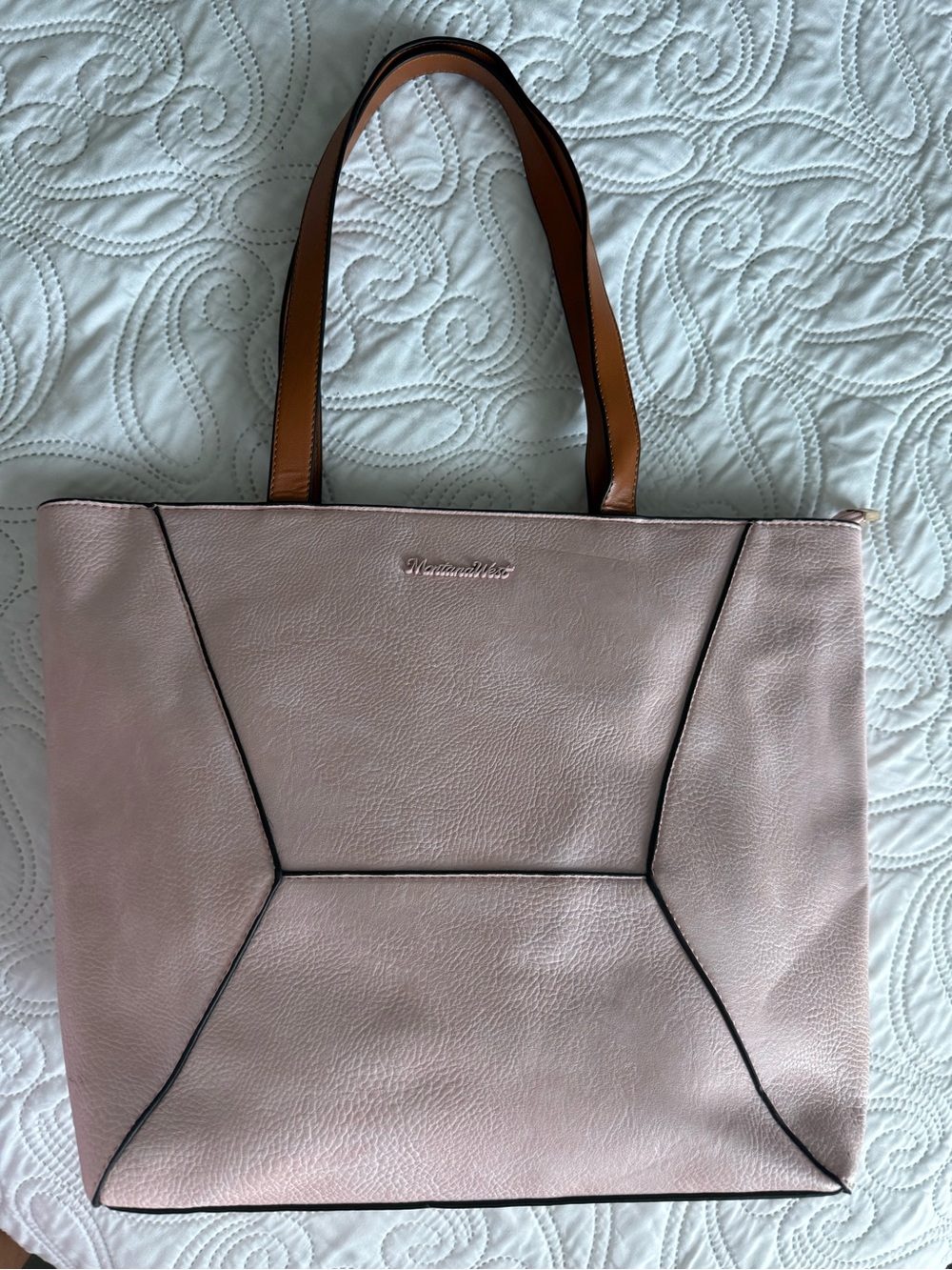 MontanaWest Blush Pink Tote with Tan Handles